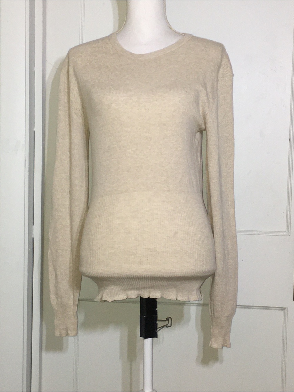 GAP Cream Scoop Neck Pointelle Lightweight Crew Sweater